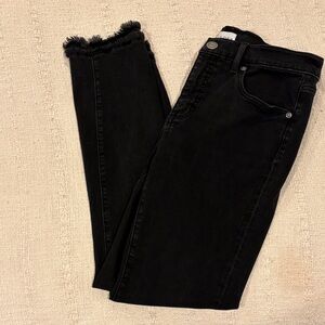 LOFT Black Skinny Jeans with Frayed Hem
